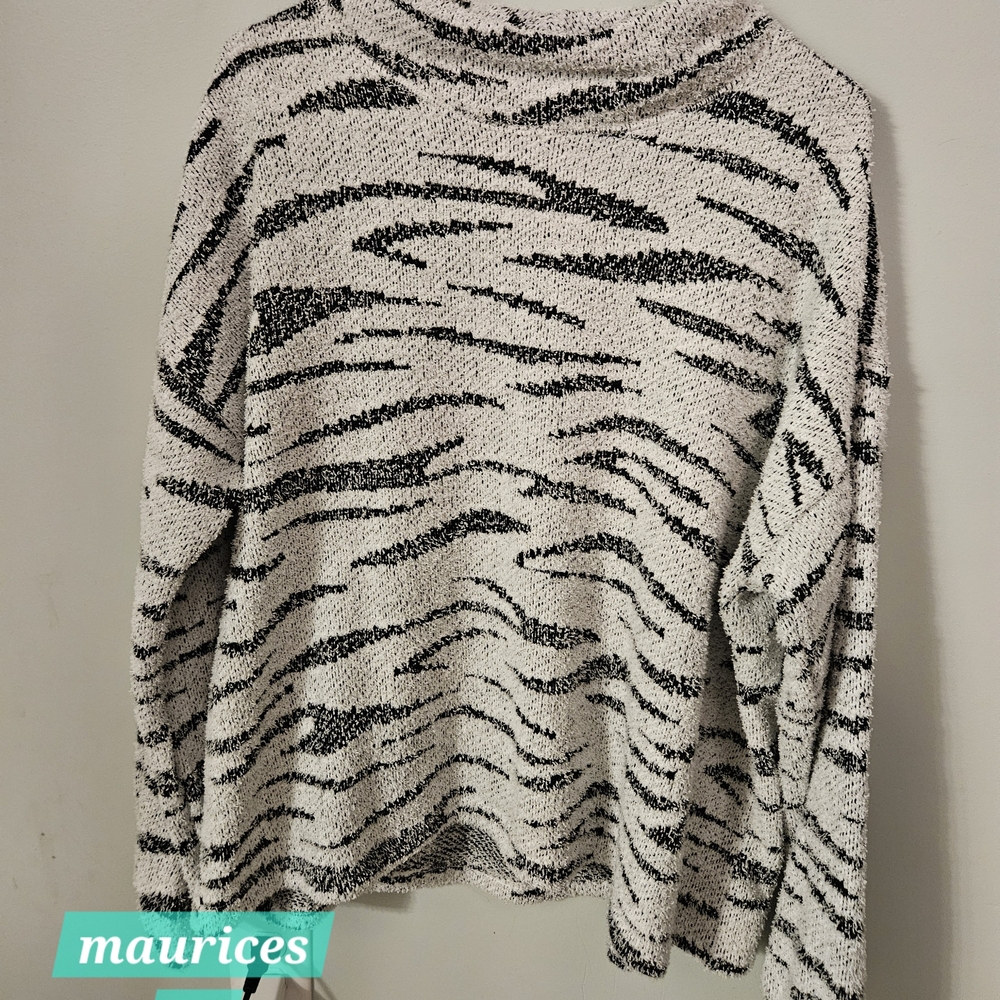 Maurices Black and White Patterned Turtleneck Sweater